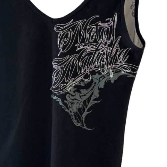 Metal Mulisha Maidens Tank top Screen Print Front and Sheer Back Sz Medium - Picture 3 of 8